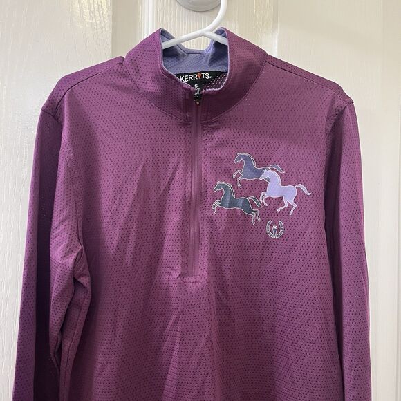 Kerrits Kids Aire Ice Fil Long Sleeve Horse Riding Shirt Magenta Girls Small 6-7 - Picture 2 of 11